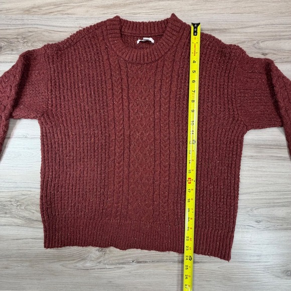 Lauren Conrad Cable Knit Sparkle Sweater Burgundy Size Medium - Picture 7 of 8